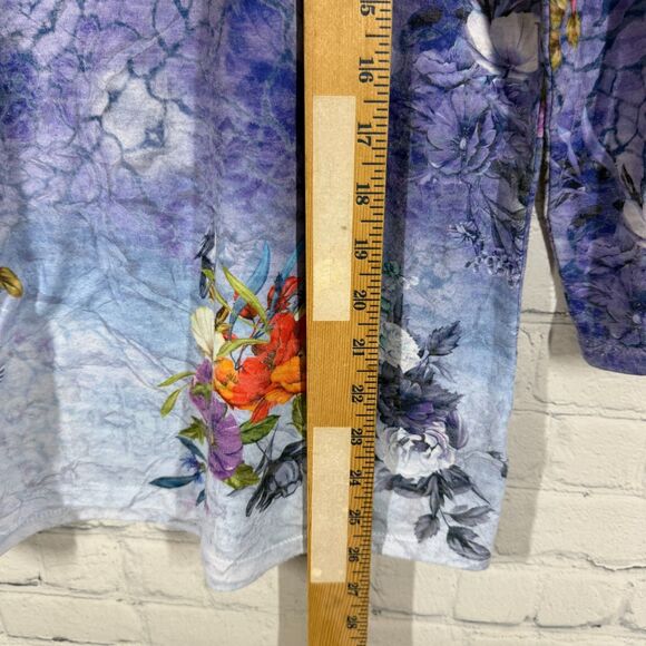 Reba Blouse Women Large Floral Bird Tropical Prairie Stretch All Over Printed - Picture 4 of 14